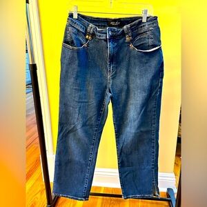 Judy Blue High Waist Crop Straight Leg Dark Denim Jeans: 15/32